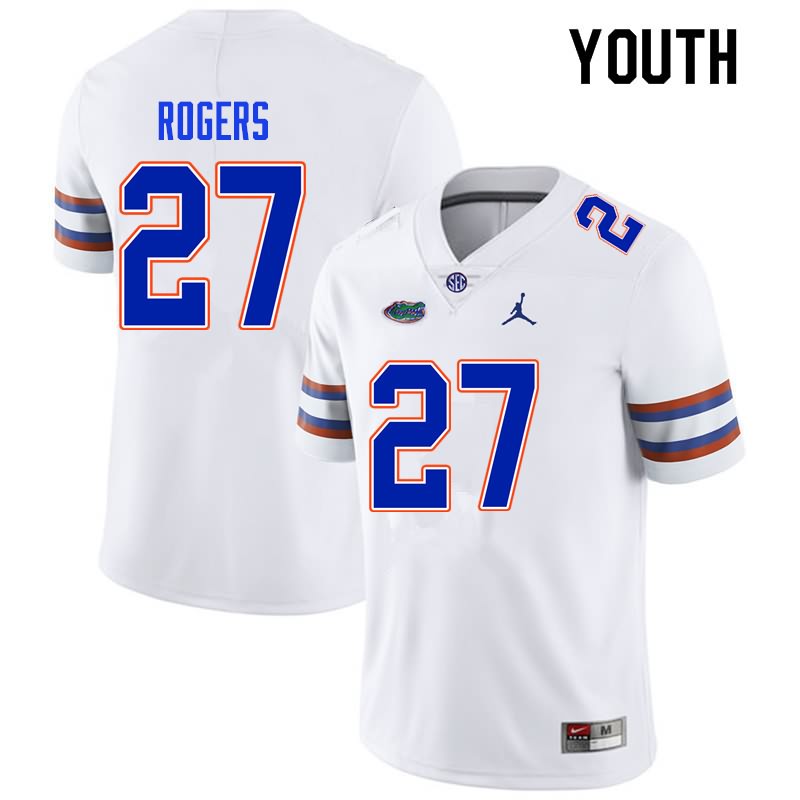 NCAA Florida Gators Jahari Rogers Youth #27 Nike White Stitched Authentic College Football Jersey UKE2864JW